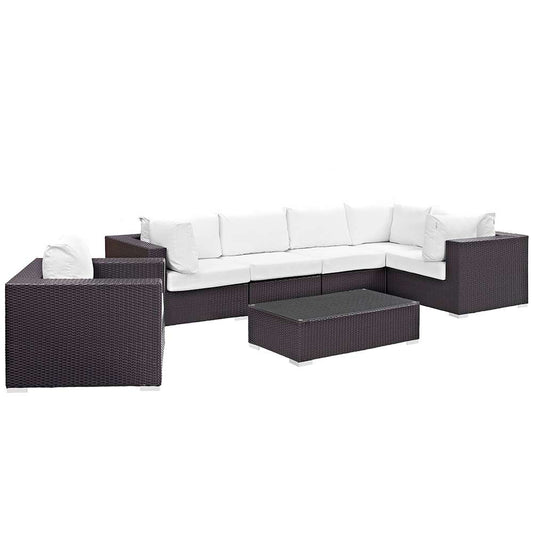 Modway - Convene 7 Piece Outdoor Patio Sectional Set - EEI-2157-EXP-WHI-SET veiw 1
