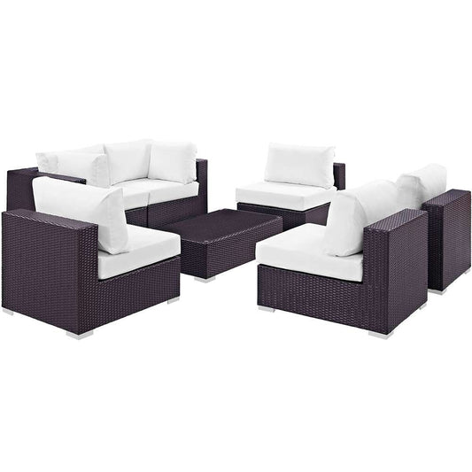 Modway - Convene 7 Piece Outdoor Patio Sectional Set - EEI-2164-EXP-WHI-SET veiw 1