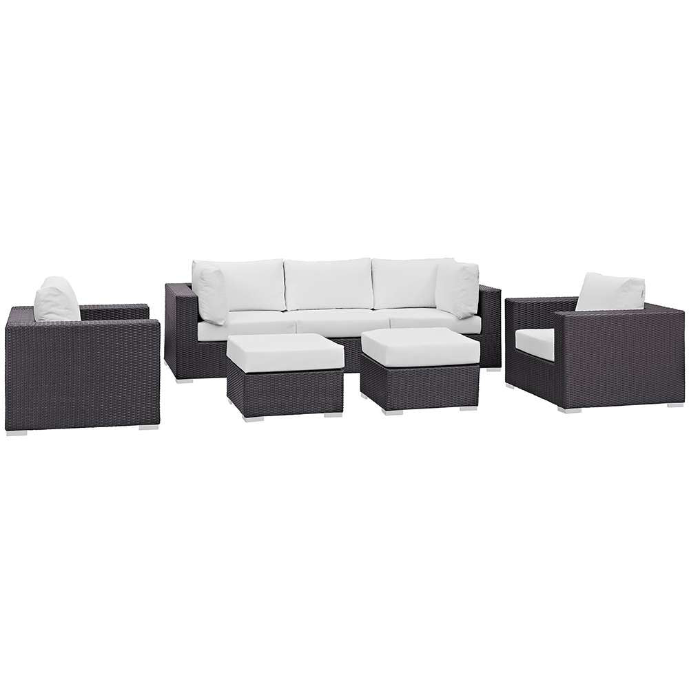 Modway - Convene 7 Piece Outdoor Patio Sectional Set - EEI-2200-EXP-WHI-SET veiw 1