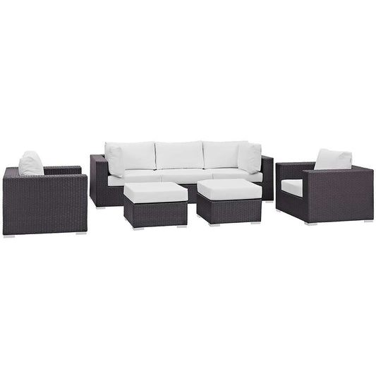 Modway - Convene 7 Piece Outdoor Patio Sectional Set - EEI-2200-EXP-WHI-SET veiw 1