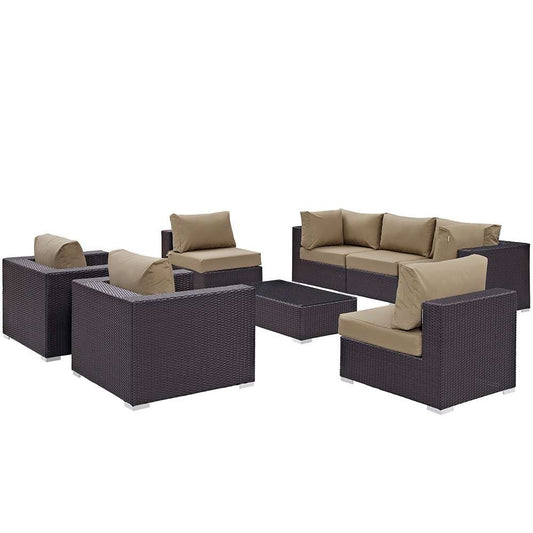 Modway - Convene 8 Piece Outdoor Patio Sectional Set - EEI-2203-EXP-MOC-SET veiw 1