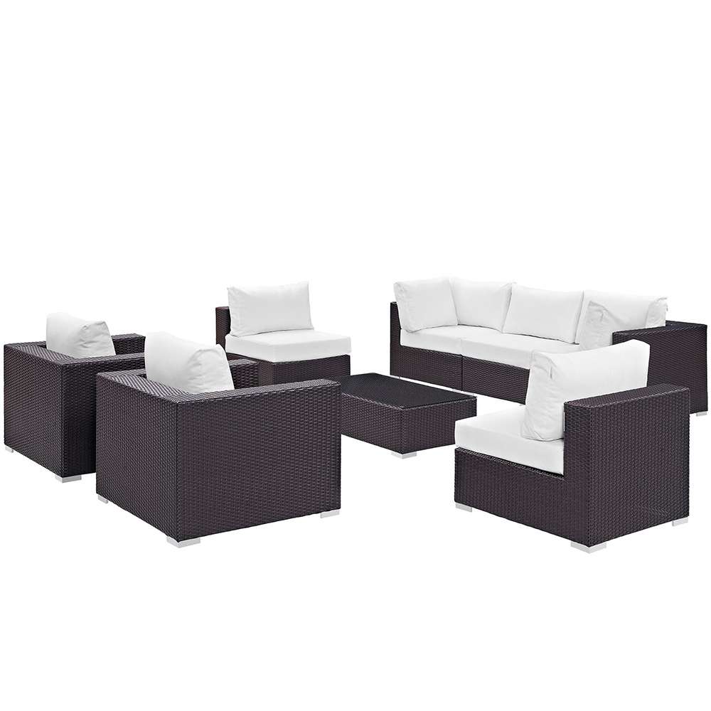 Modway - Convene 8 Piece Outdoor Patio Sectional Set - EEI-2203-EXP-WHI-SET veiw 1