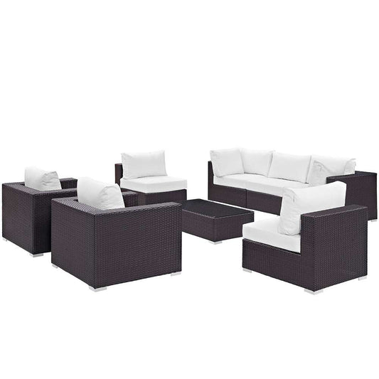 Modway - Convene 8 Piece Outdoor Patio Sectional Set - EEI-2203-EXP-WHI-SET veiw 1