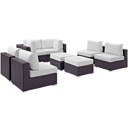 Modway - Convene 8 Piece Outdoor Patio Sectional Set - EEI-2204-EXP-WHI-SET veiw 1