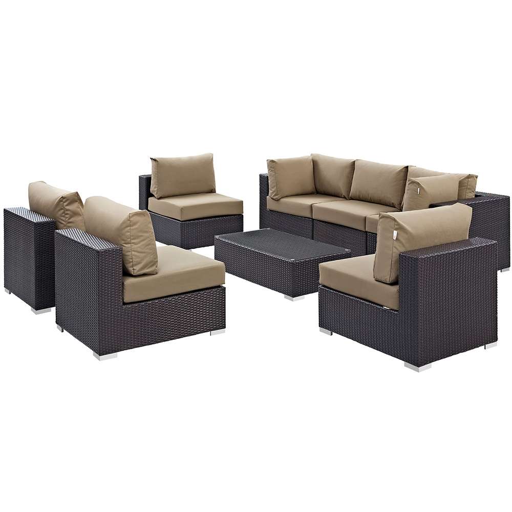 Modway - Convene 8 Piece Outdoor Patio Sectional Set - EEI-2205-EXP-MOC-SET veiw 1