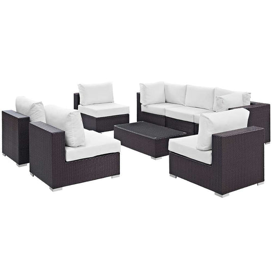 Modway - Convene 8 Piece Outdoor Patio Sectional Set - EEI-2205-EXP-WHI-SET veiw 1
