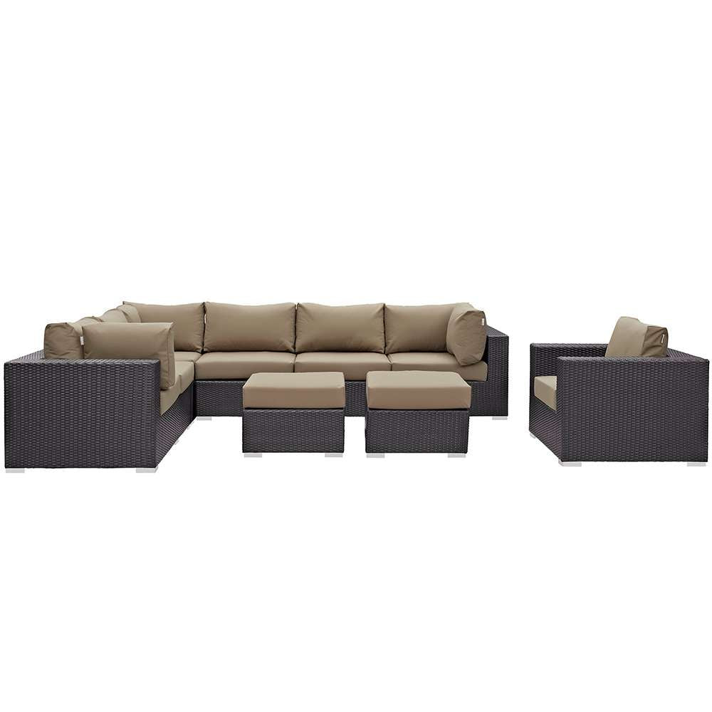 Modway - Convene 9 Piece Outdoor Patio Sectional Set - EEI-2208-EXP-MOC-SET veiw 1