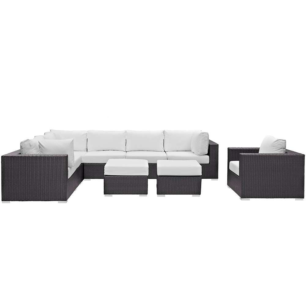 Modway - Convene 9 Piece Outdoor Patio Sectional Set - EEI-2208-EXP-WHI-SET veiw 1