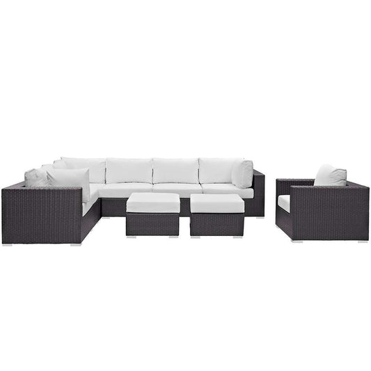 Modway - Convene 9 Piece Outdoor Patio Sectional Set - EEI-2208-EXP-WHI-SET veiw 1