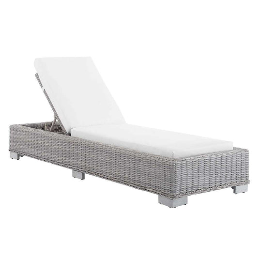 Modway - Conway Sunbrella Outdoor Patio Wicker Rattan Chaise Lounge - EEI-3978-LGR-WHI veiw 1