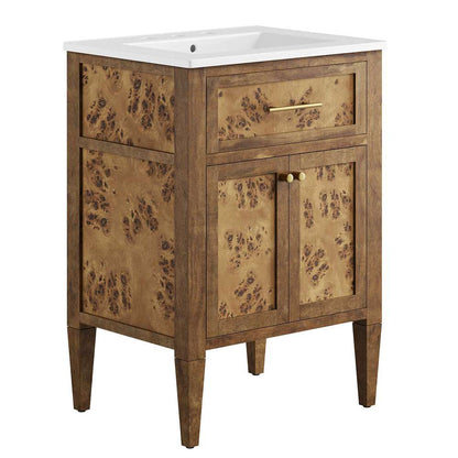 Modway - Elysian 24in Wood Bathroom Vanity - EEI-6440-WHI-BRN veiw 2