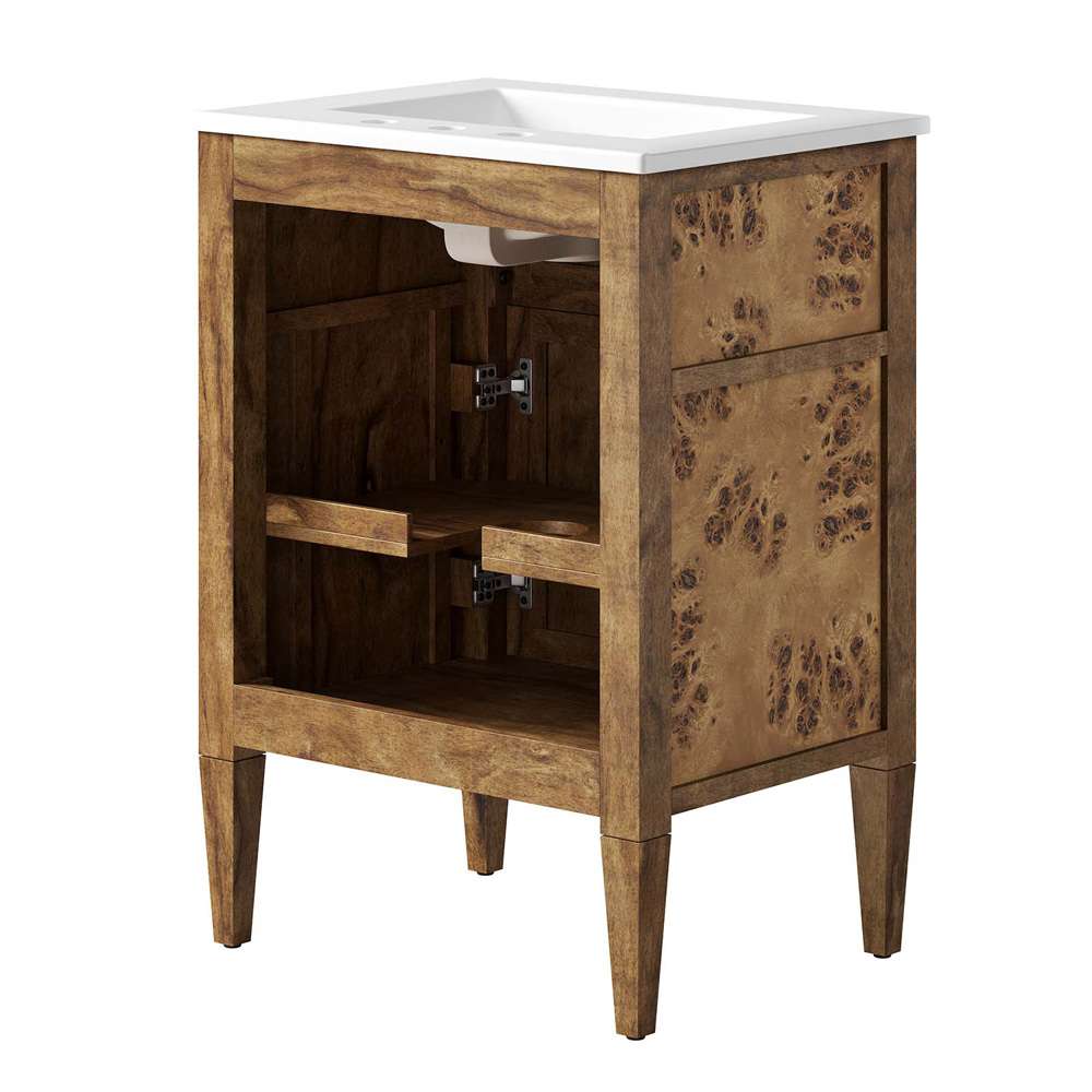 Modway - Elysian 24in Wood Bathroom Vanity - EEI-6440-WHI-BRN veiw 4