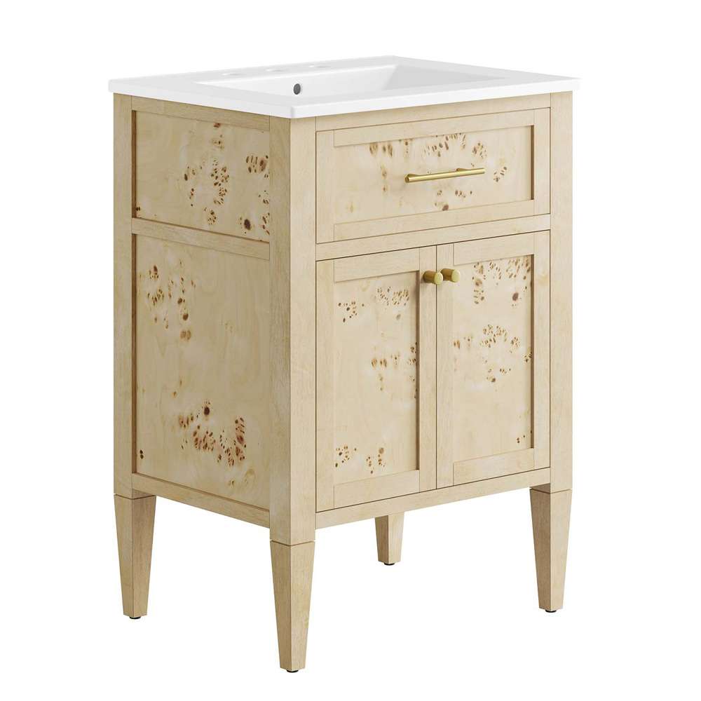 Modway - Elysian 24in Wood Bathroom Vanity - EEI-6439-WHI-BUR veiw 2