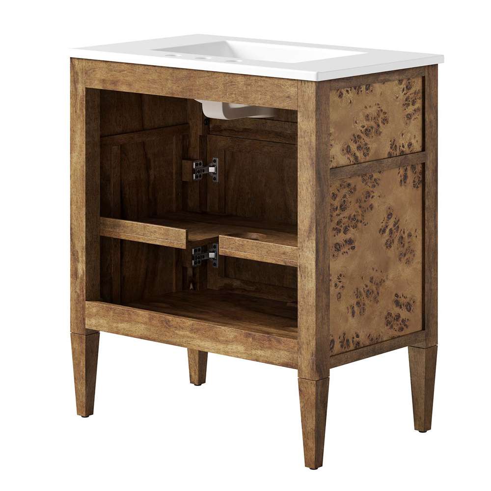 Modway - Elysian 30in Wood Bathroom Vanity - EEI-6444-WHI-BRN veiw 4
