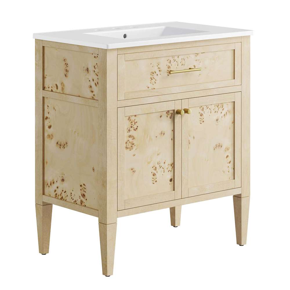 Modway - Elysian 30in Wood Bathroom Vanity - EEI-6443-WHI-BUR veiw 2