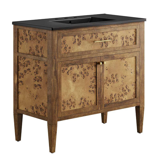 Modway - Elysian 36in Wood Bathroom Vanity - EEI-6450-BLK-BRN veiw 1