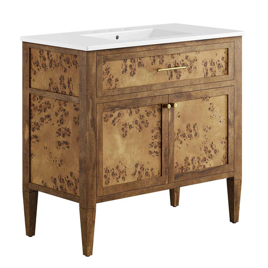 Modway - Elysian 36in Wood Bathroom Vanity - EEI-6448-WHI-BRN veiw 1