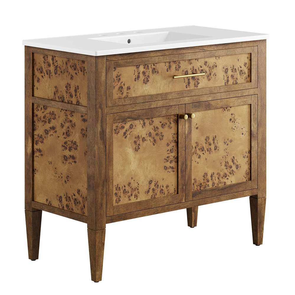 Modway - Elysian 36in Wood Bathroom Vanity - EEI-6448-WHI-BRN veiw 2
