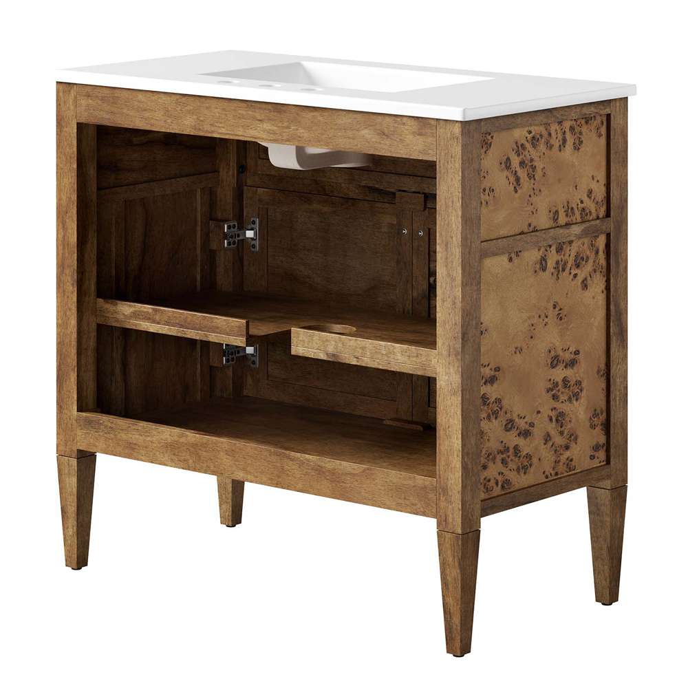 Modway - Elysian 36in Wood Bathroom Vanity - EEI-6448-WHI-BRN veiw 4