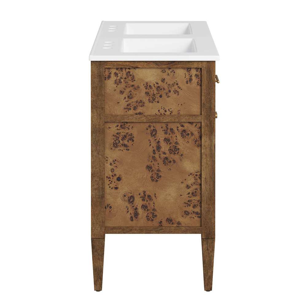 Modway - Elysian 48in Wood Double Sink Bathroom Vanity - EEI-6456-WHI-BRN veiw 3