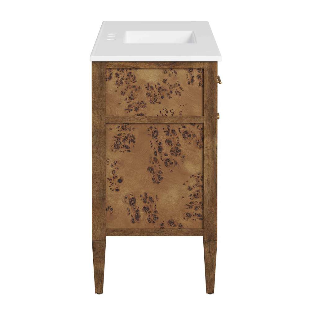 Modway - Elysian 48in Wood Single Sink Bathroom Vanity - EEI-6452-WHI-BRN veiw 3