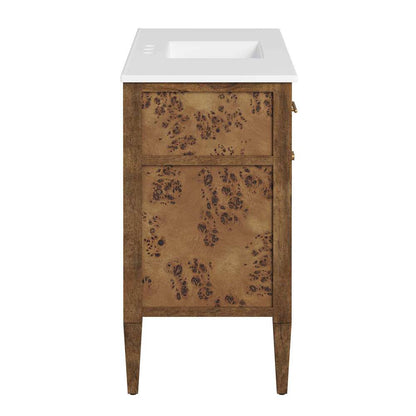 Modway - Elysian 48in Wood Single Sink Bathroom Vanity - EEI-6452-WHI-BRN veiw 3
