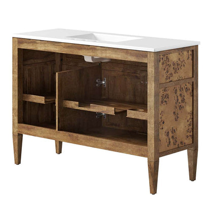 Modway - Elysian 48in Wood Single Sink Bathroom Vanity - EEI-6452-WHI-BRN veiw 4