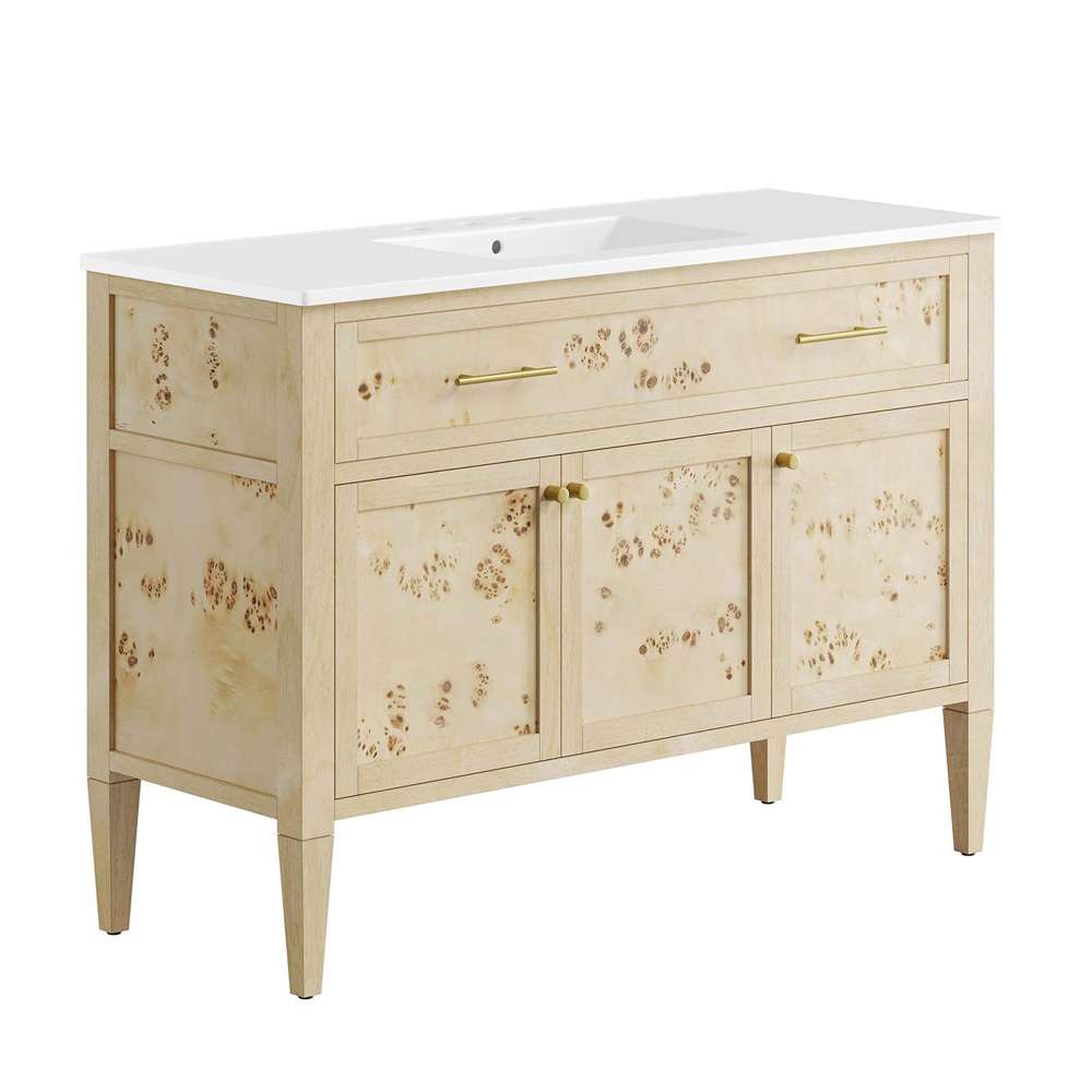 Modway - Elysian 48in Wood Single Sink Bathroom Vanity - EEI-6451-WHI-BUR veiw 2