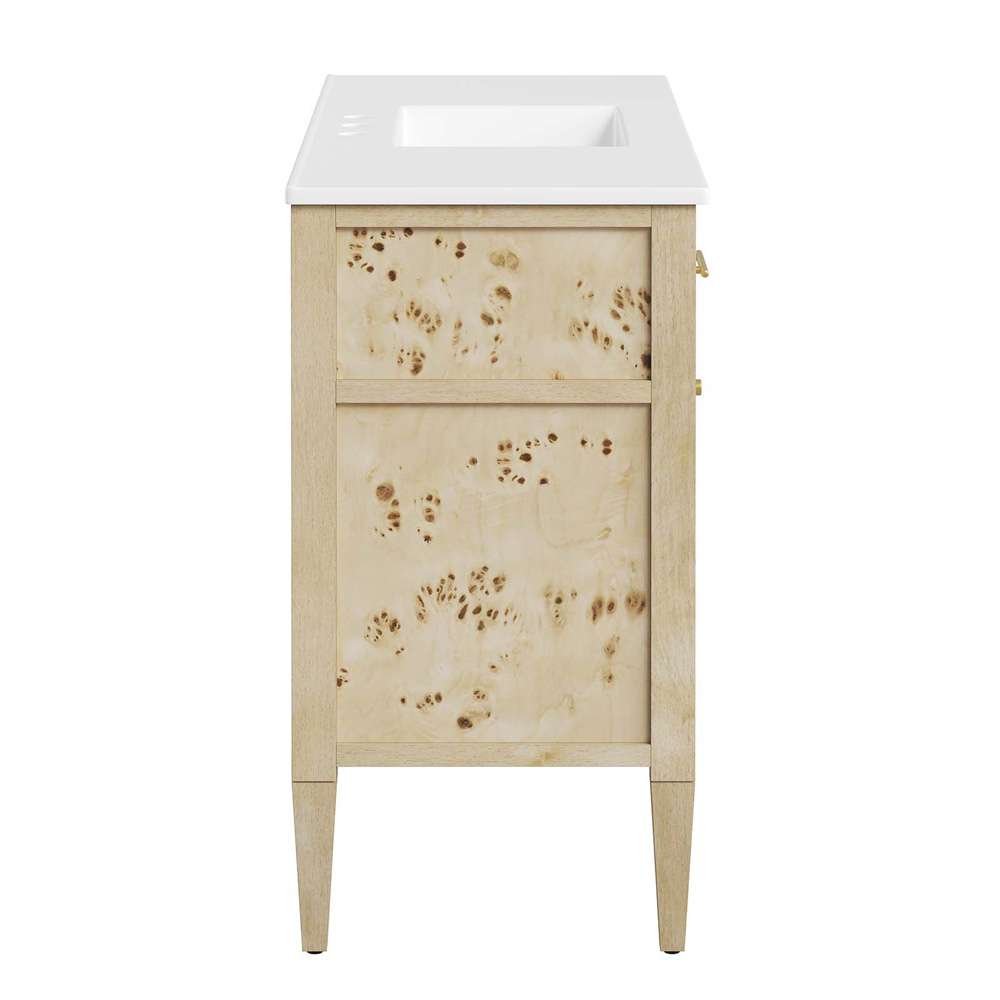 Modway - Elysian 48in Wood Single Sink Bathroom Vanity - EEI-6451-WHI-BUR veiw 3