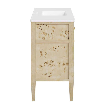 Modway - Elysian 48in Wood Single Sink Bathroom Vanity - EEI-6451-WHI-BUR veiw 3