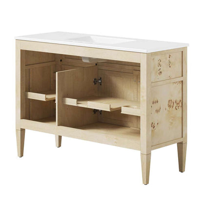 Modway - Elysian 48in Wood Single Sink Bathroom Vanity - EEI-6451-WHI-BUR veiw 4