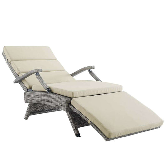 Modway - Envisage Chaise Outdoor Patio Wicker Rattan Lounge Chair - EEI-2301-LGR-BEI veiw 1