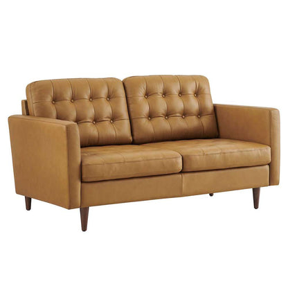 Modway - Exalt Tufted Leather Loveseat in Tan - EEI-6100-TAN veiw 1