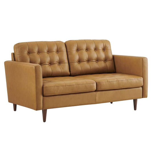 Modway - Exalt Tufted Leather Loveseat in Tan - EEI-6100-TAN veiw 1