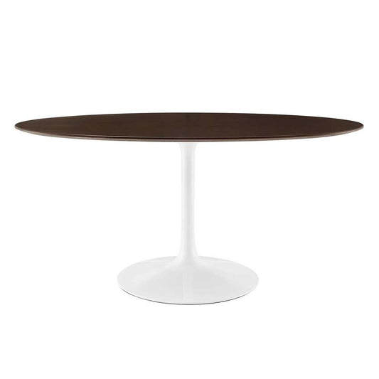 Modway - Lippa 60in Oval Cherry Walnut Wood Grain Dining Table in White Cherry Walnut - EEI-5194-WHI-CHE veiw 2