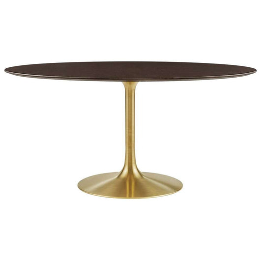 Modway - Lippa 60in Oval Wood Grain Dining Table in Gold Cherry Walnut - EEI-5524-GLD-CHE veiw 1