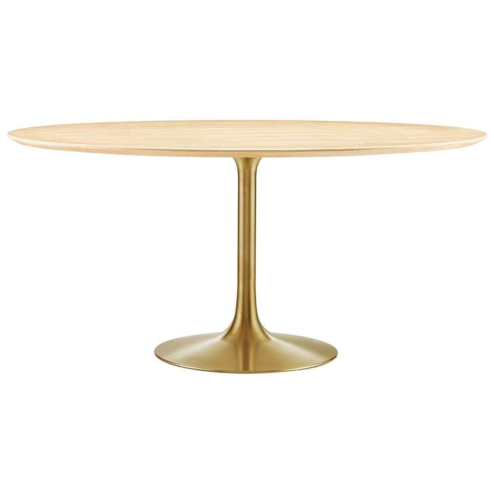 Modway - Lippa 60in Round Wood Grain Dining Table in Gold Natural - EEI-5233-GLD-NAT veiw 1