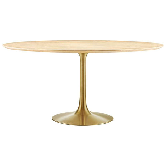 Modway - Lippa 60in Round Wood Grain Dining Table in Gold Natural - EEI-5233-GLD-NAT veiw 1