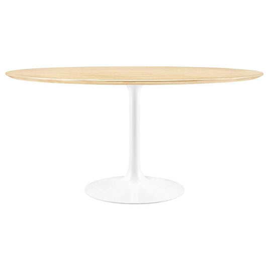Modway - Lippa 60in Round Wood Grain Dining Table in White Natural - EEI-5176-WHI-NAT veiw 1
