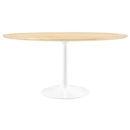 Modway - Lippa 60in Round Wood Grain Dining Table in White Natural - EEI-5176-WHI-NAT veiw 2