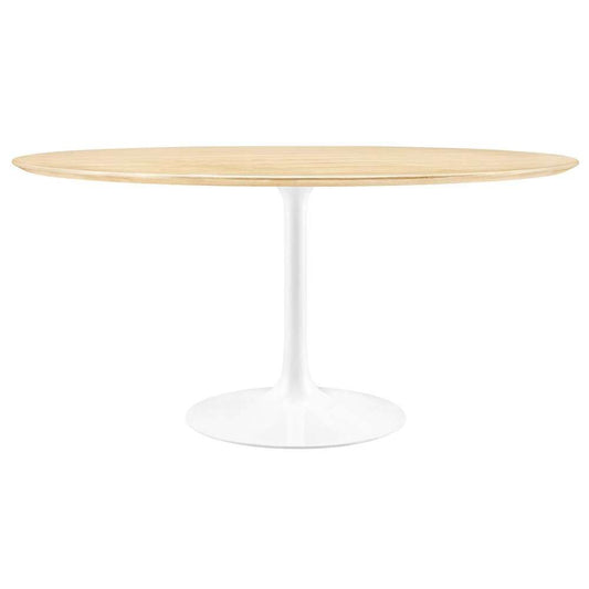 Modway - Lippa 60in Round Wood Grain Dining Table in White Natural - EEI-5176-WHI-NAT veiw 2