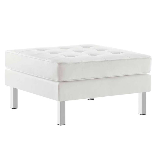 Modway - Loft Tufted Vegan Leather Ottoman in Silver White - EEI-3394-SLV-WHI veiw 1