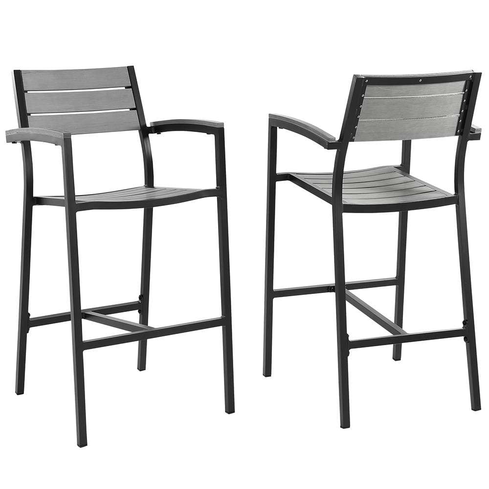 Modway - Maine Bar Stool Outdoor Patio (Set of 2) - EEI-1740-BRN-GRY-SET veiw 1