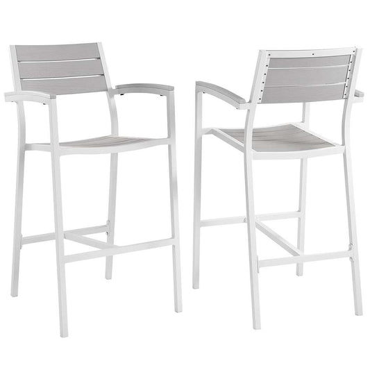 Modway - Maine Bar Stool Outdoor Patio (Set of 2) - EEI-1740-WHI-LGR-SET veiw 1