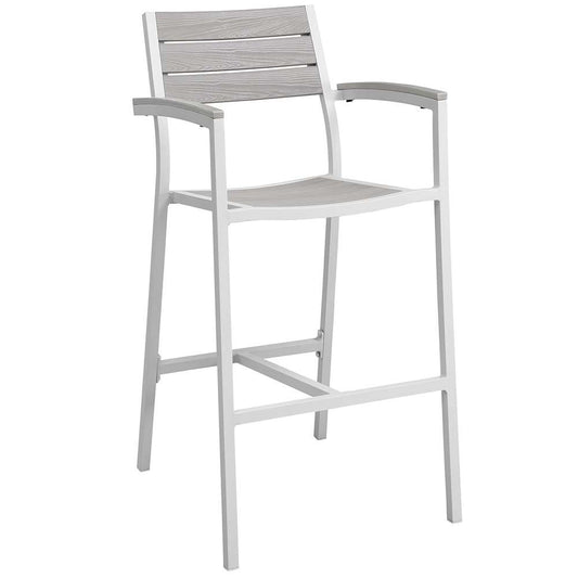 Modway - Maine Outdoor Patio Bar Stool - EEI-1510-WHI-LGR veiw 1