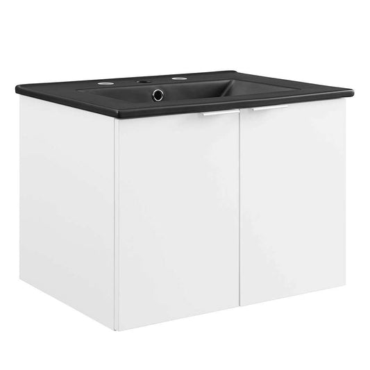 Modway - Maybelle 24in Wall-Mount Bathroom Vanity - EEI-5370-WHI-BLK veiw 1