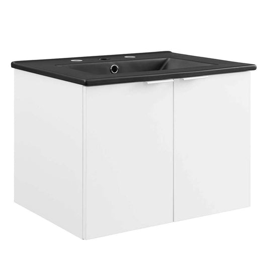 Modway - Maybelle 24in Wall-Mount Bathroom Vanity - EEI-5370-WHI-BLK veiw 2