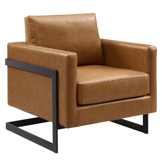 Modway - Posse Vegan Leather Accent Chair - EEI-4392-BLK-TAN veiw 2