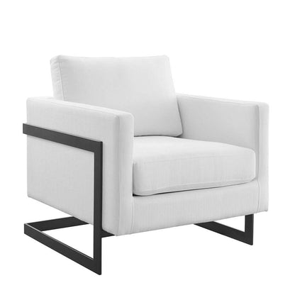Modway - Posse Upholstered Fabric Accent Chair - EEI-4391-BLK-WHI veiw 1
