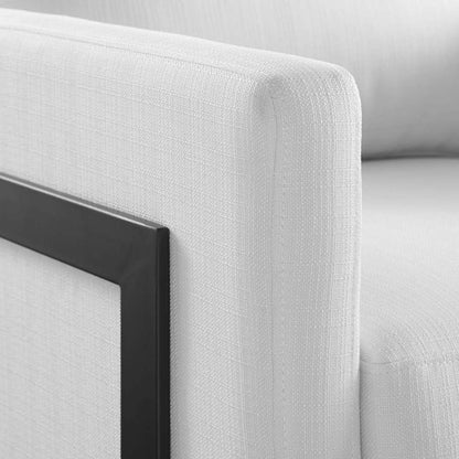 Modway - Posse Upholstered Fabric Accent Chair - EEI-4391-BLK-WHI veiw 4